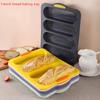 4-grid Bread Mold Baking Tool Multi Grid Baking Tray Washable  Heat-resistant Reusable Silicone Dog Barbecue  Accessory Tool