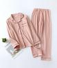Aimoha Cotton Loungewear Long Open Wide Top and Elastic Solid Korean Ulzzang Cotton Fabric Women's 100% Pajamas, Set, Sleeves, Front, Pants, Bottoms,
