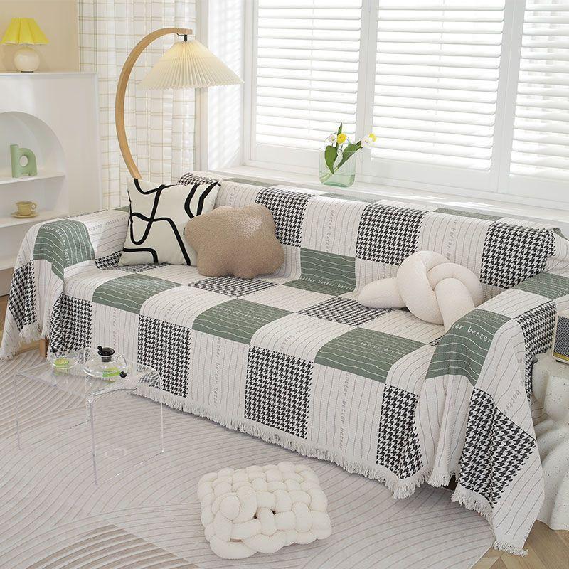 Универсальное одеяло для дивана в скандинавском стиле, нескользящий тканевый чехол, полностью покрытый чехол, диванная подушка, песочный, универсальный, можно стирать в машине, четыре сезона