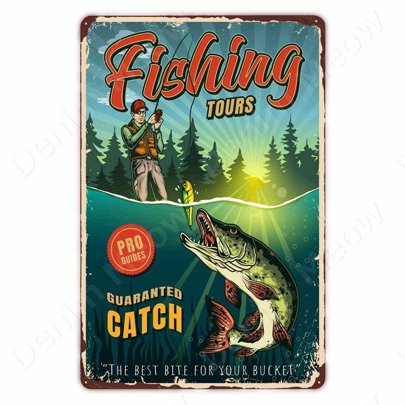 Hisun Tin Sign Camping Family Tin Sign Fishing Vintage Metal Tin Signs for Club Outdoor Hiking Wall Decorative Adventure Explore Retro Plaque