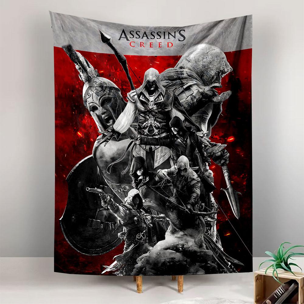 Assassin's Creed Tapestry Wall Hanging, Stealth Game Logo Poster Art, Gamer Wall Decor for Bedroom Living Room Dorm
