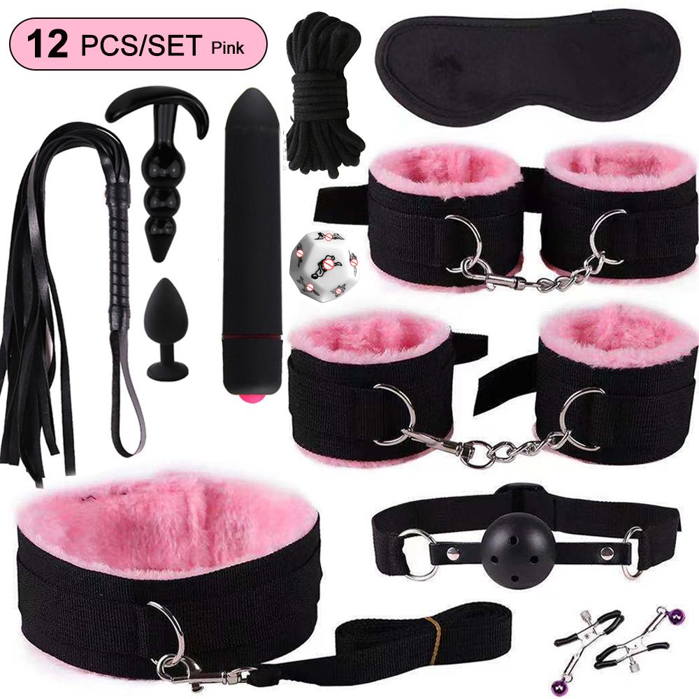BDSM Adult SM Sex Products Kits Bondage Gear Collar Butt Oral Erotic Bundle Sex Game for Couple Vibrator female sexulae toy 18