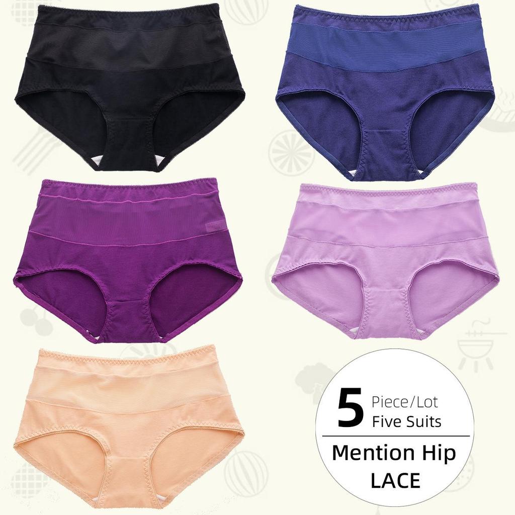 4-5Pieces/Lot Middle-High Waist Ligtweight and Breathable Sexy Semi-permeable Women Panty Lace Panties High Elasticity Comfortable Lady Underwear