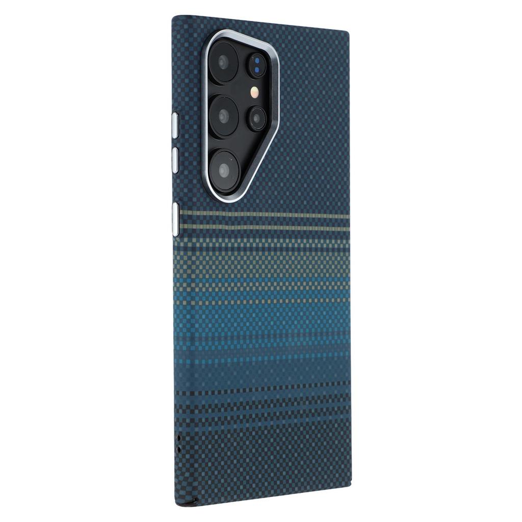 For Samsung Galaxy S24 Ultra Case Compatible with MagSafe Carbon Fiber Texture Water-Transfer PC Phone Cover