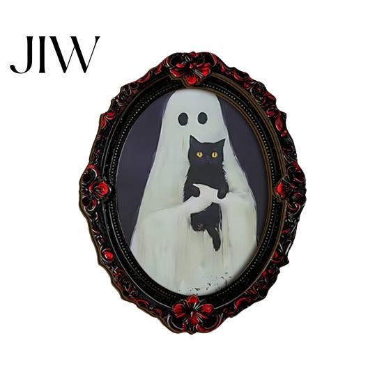 Vintage Ghost Fridge Decorations Halloween Dark Style Refrigerator Magnet, Retro Gothic Oval Photo Carved Portrait Magnets Frame
