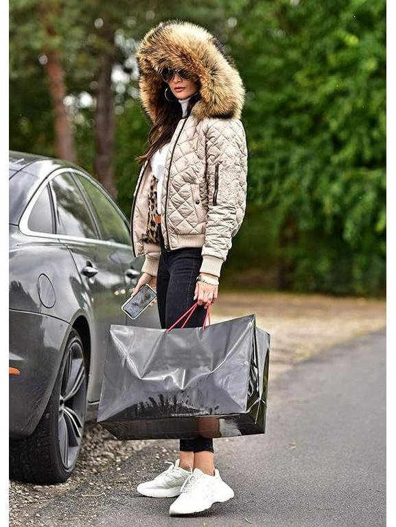 Женская куртка с капюшоном большого размера с хлопковой подкладкой - Европейский и американский стиль, короткая, теплая, подходит для осени и зимы