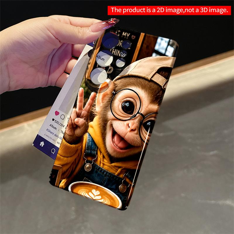 2DFlat Samsung phone case Cute Monkey with Coffee Latte Art Applicable to Galaxy S22 S23 S24 S25ULTRA S26 A12 A13 A14 A15 A16