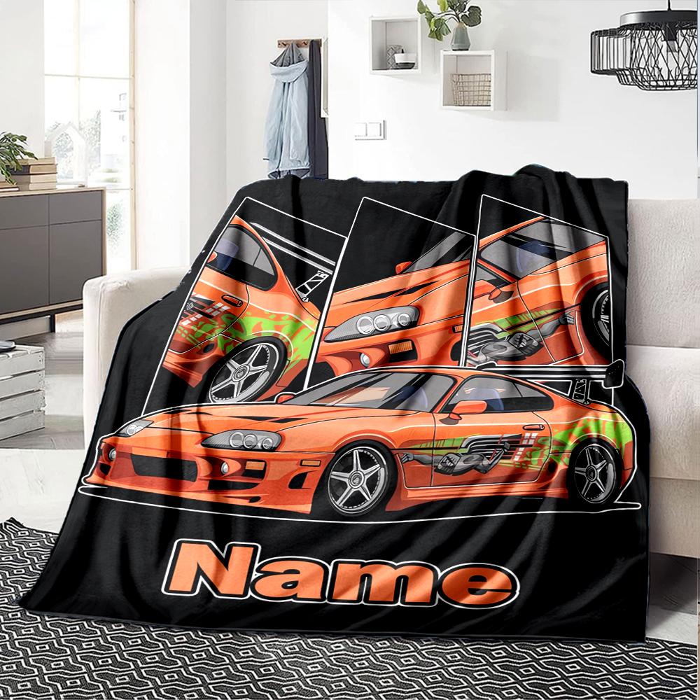 Custom Name Racing Theme Printed Blanket - Perfect for Couch, Bed, Travel & Outdoor Use | Machine Washable, Cozy & Durable.