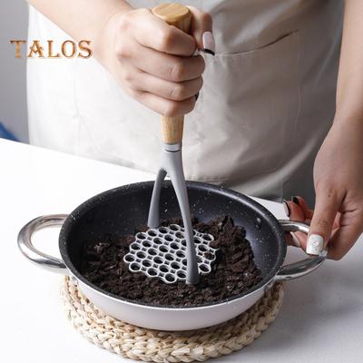 Пресс для картофеля из нержавеющей стали с деревянной ручкой, легкий нержавеющий кухонный инструмент для пюре из овощей, фруктов, фасоли