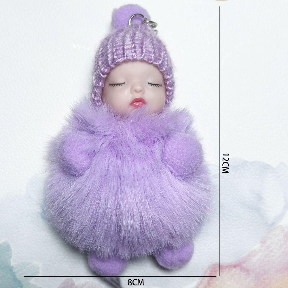 Однотонный брелок для ключей «Спящий ребенок», вязаная шапка, брелок с помпоном для сна, дети