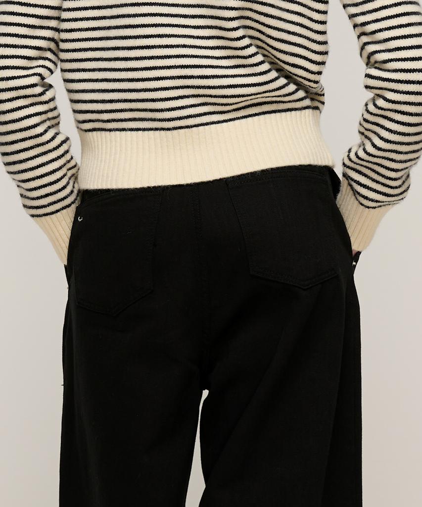CARGOBROS FOR WOMAN Premium Cotton Double-Pleat Wide Pants (Black)