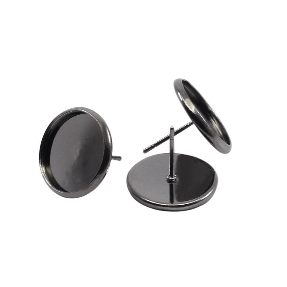 20-50pcs Iron Blank Earring Base Cabochon Cameo Base 8 10 12 14 16 mm Flat Earring Setting Supplies For Jewelry Making