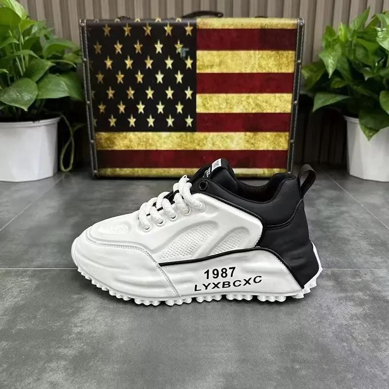 Мужские дизайнерские кроссовки Chunky Sneaker, модные повседневные туфли из натуральной воловьей кожи с увеличенной внутренней платформой