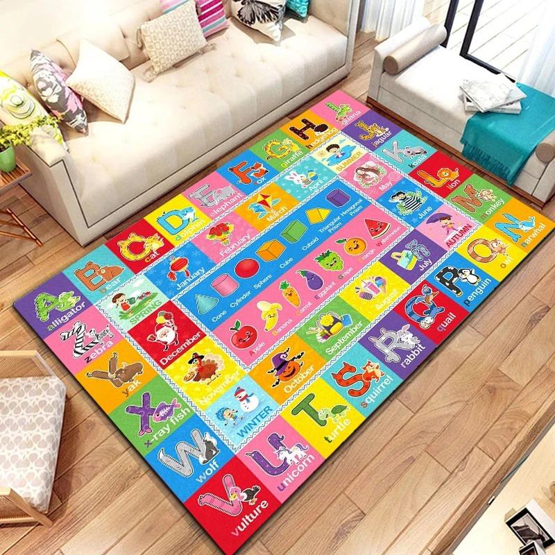 Ковер-мат для изучения алфавита ABC, цифры, животные, формы, развивающий, для детей, домашнее украшение, напольный коврик, ковры для спальни