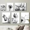 Black White Dandelion Blooming Flower Canvas Paintings Modern Minimalist Flower Plant Wall Art Poster Prints for Room Home Decor