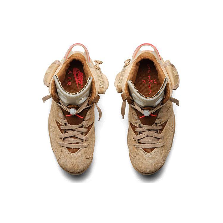 Кроссовки унисекс Travis Scott x Air Jordan 6 Retro British цвета хаки Светло-коричневый с парусом Ярко-Малиновый DH0690-200