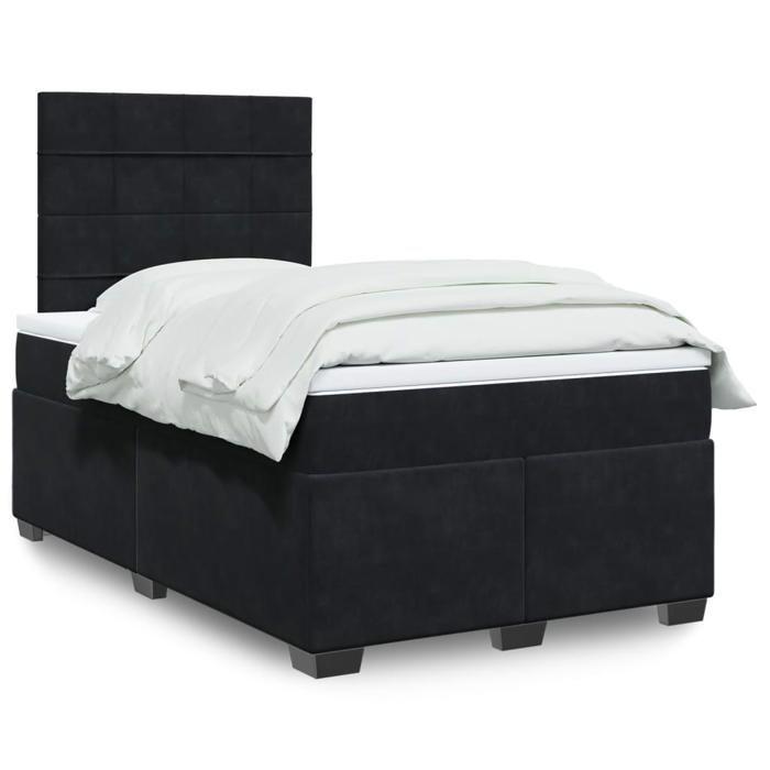 Maison Exclusive - Sommier à lattes de lit avec matelas Noir 120x200 cm Velours