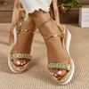 Fashion Women Sandals Fashion 2025 Rhinestone Summer Non Slip Beach Shoes Women Wedge Sandals for Women Lightweight Platform Slippers