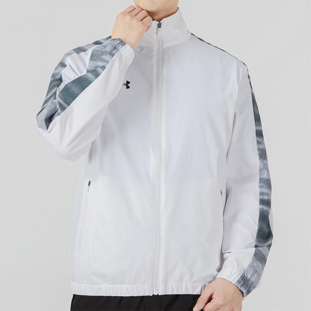 Under Armour Stand Collar Ripple Print Sports Woven Jacket Men Jackets White 22500401-100