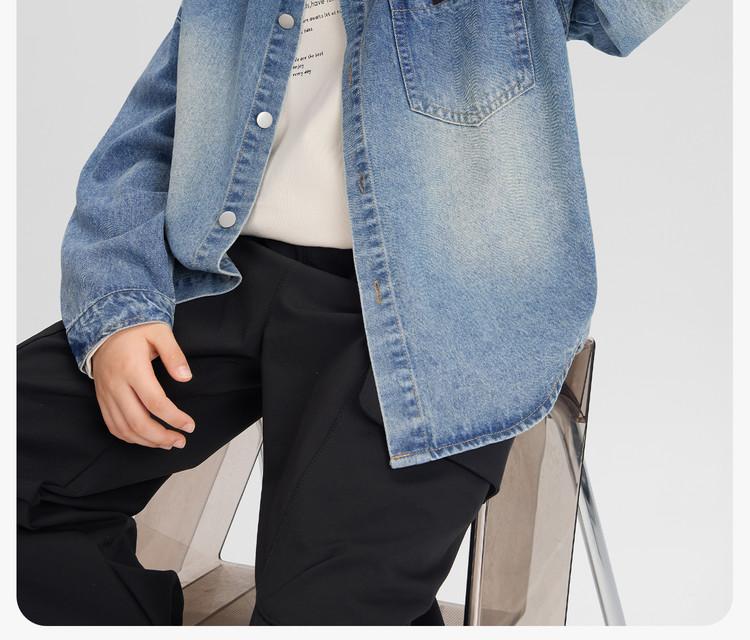 Left West Children's Wear Boys' Cowboy Shirt Long Sleeve 2026 New Children's Shirt Spring and Autumn Gradient Western Style Boys' Fold Wear