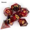7 шт. красная смола золотой номер кости с острыми краями многогранные кости подходят для ролевой ролевой настольной игры
