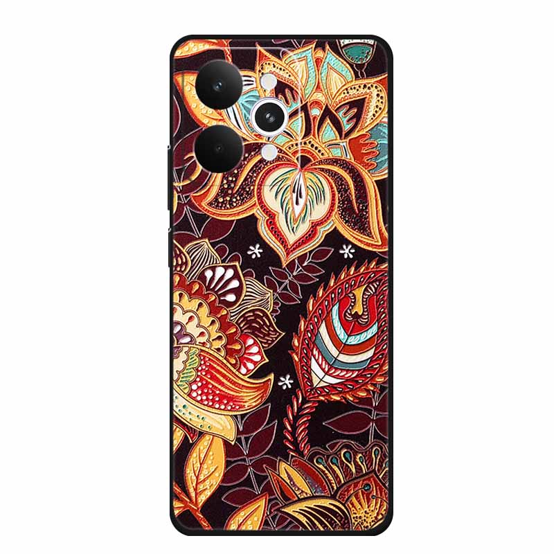 For Realme 15 15 Pro 5G Black Case 3D TPU Silicone Soft Back Cover For Realme C15 6.5" Funda Emboss Relief Flowers Bag Casing
