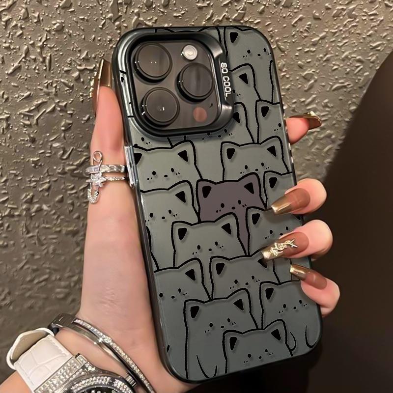 Милый чехол для телефона с рисунком мультяшного кота для iPhone 17 16 11 12 13 14 15 Pro Max X XS XR 8 7 Plus 17E 16E Air Ударопрочный чехол
