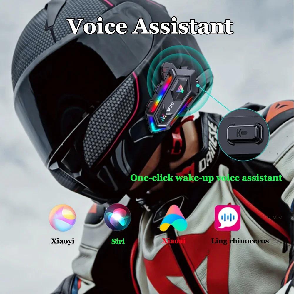 Y20 Мотошлем Bluetooth гарнитура с RGB подсветкой Handsfree звонки Шумоподавление Водонепроницаемые Беспроводные Мотоциклетные наушники 1000 мАч