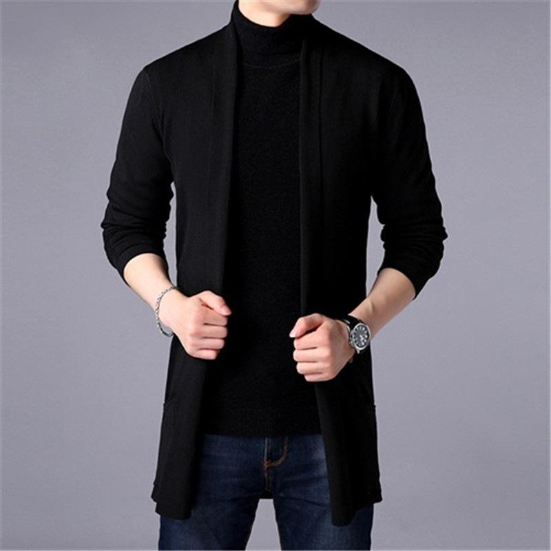 Мужская повседневная мода кардиган свитер Homme однотонный вязаный пальто Hombre Top мужской универсальная верхняя одежда мужская одежда