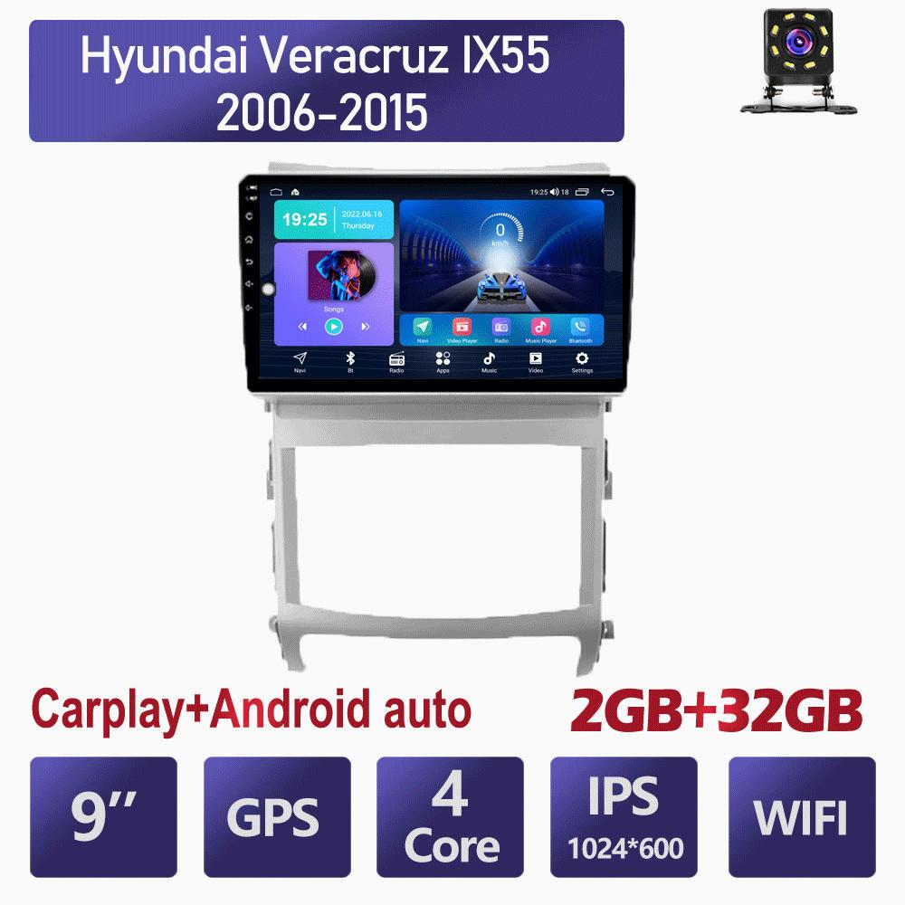 Автомобильное радио Carplay с Android, мультимедийный видеоплеер, навигация, GPS для Hyundai Veracruz IX55 2006-2015, 2din, головное устройство, 2 + 32 ГБ