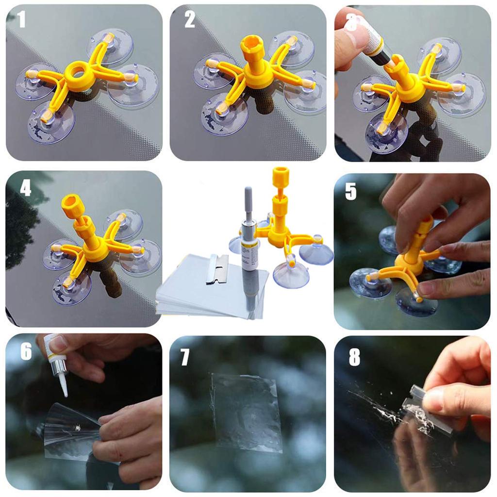 RITYHOFT Набор для ремонта лобового стекла, Ремонт царапин, трещин, небольших повреждений от камней, В комплекте японская инструкция