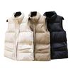 Winter Women Vest Coat Thickened Padded Zipper Closure Stand Collar Neck Protection Sleeveless Solid Color Windproof Heat Retention Outdoor Down Coat