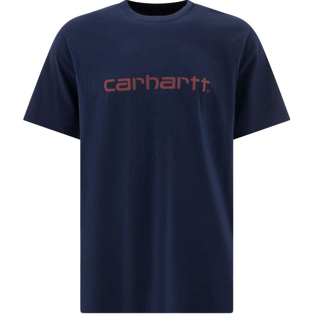 Carhartt WIP Мужская футболка с буквенным принтом, круглый вырез, короткий рукав, темно-синяя I031047-2DD-XX