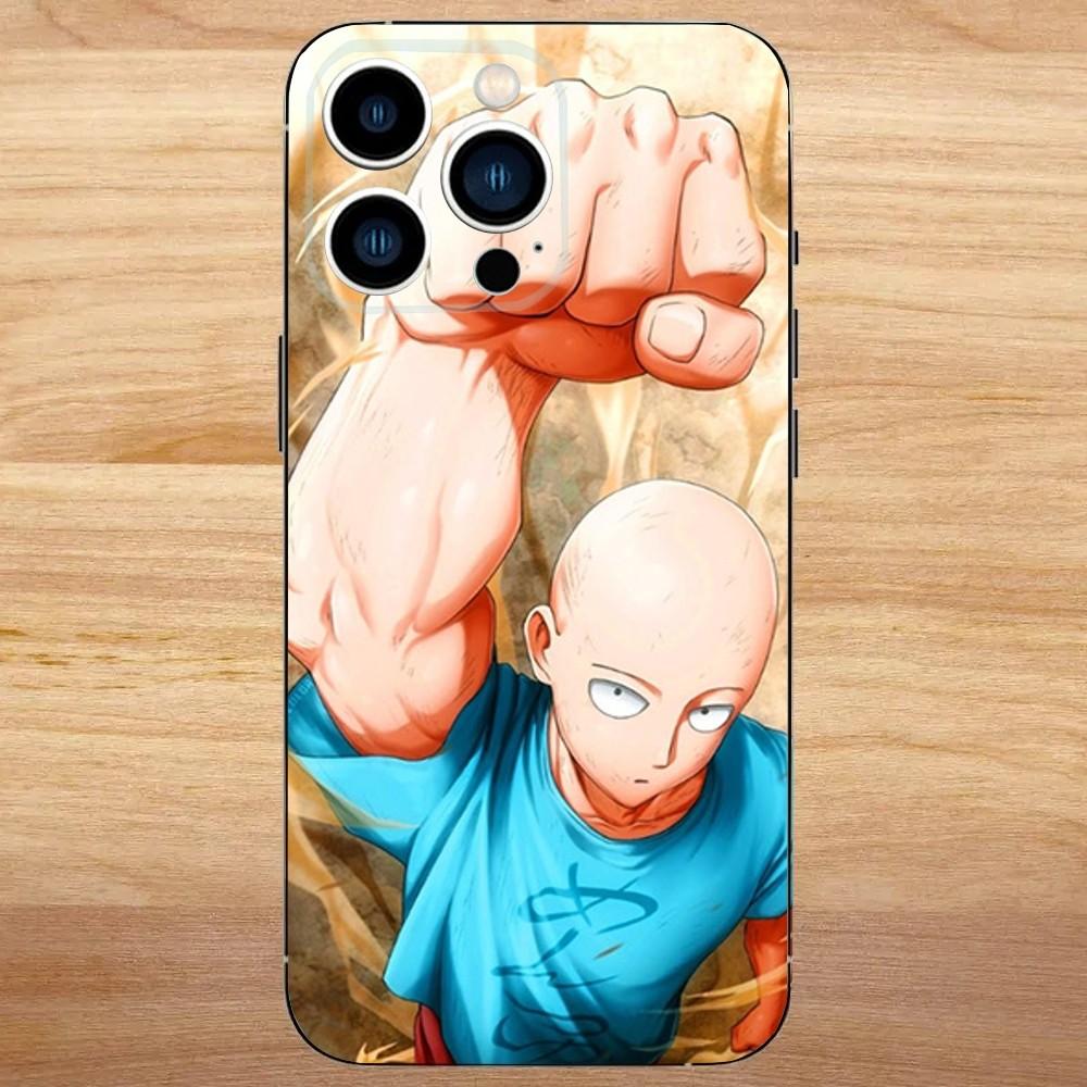 Чехол для телефона Saitama из One-Punch Man для iPhone 16, 15, 14, 13, 12, 11, Mini, Pro, SE, MAX Белый Матовый Ударопрочный Чехол