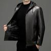 Genuine Leather Jacket Men's New Casual Leather Jacket Hooded Casual Motorcycle Jacket  Autumn Middle-aged Dad's Outfit