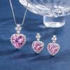 Jewelry Color Treasure Simulation Pink Diamond Jewelry Set Stud Earrings Main Stone 9 * 9 Pendant Necklace 12 * 12