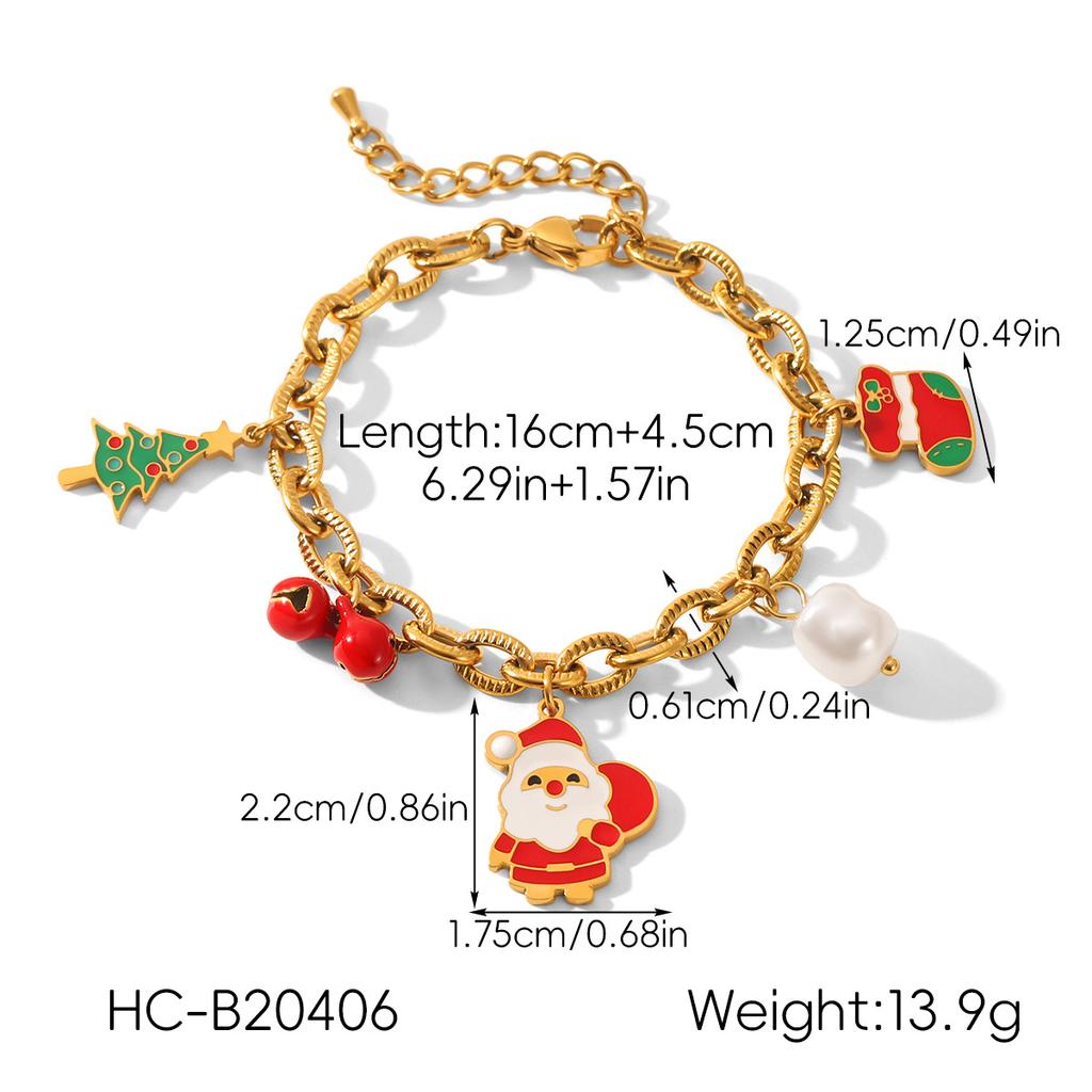 Christmas Series Jewelry Necklace Drip Oil Christmas Earrings Christmas Tree Bell Reindeer Pendant Titanium Steel Bracelet