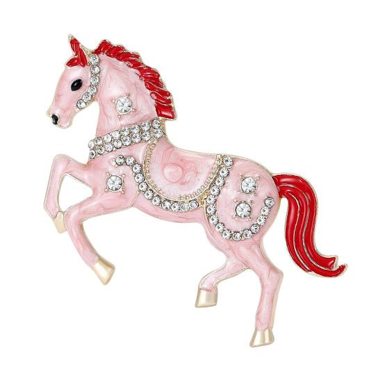 Брошь Пин Галопирующая Лошадь Эмаль Стразы Усыпанная Брошь Китайский Зодиак Год Лошади Брошь Украшение для Одежды