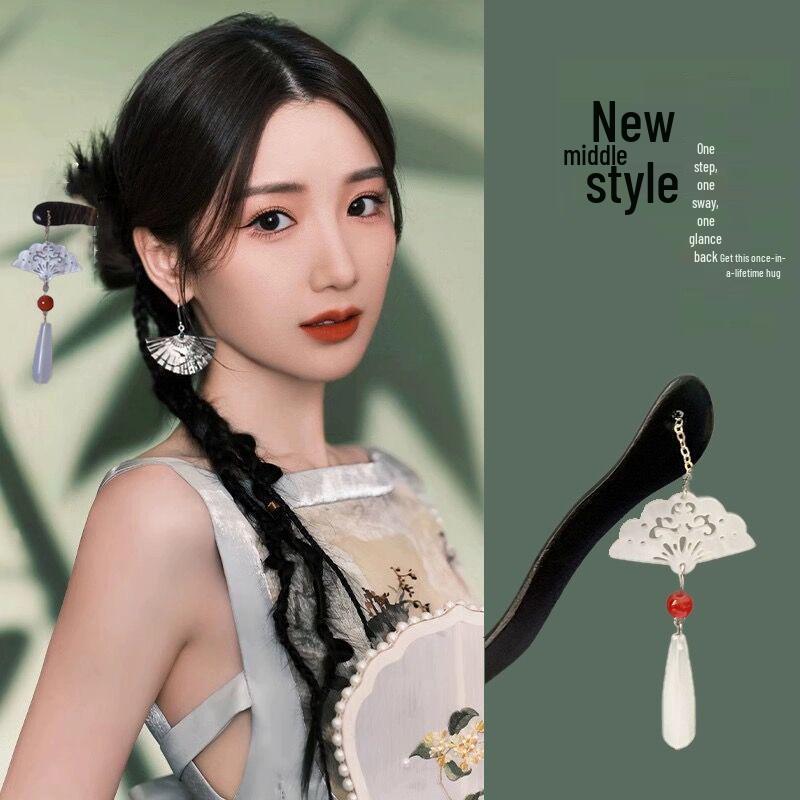 Magnolia Butterfly Tassel Hairpin - Elegant Chinese Style Women's Accessory