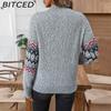 BITCED Jacquard Autumn/Winter Pullover with Half-High Neck Women's Casual Long-Sleeved Knitted Top