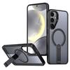 For Samsung Galaxy S25 Magnetic Case Kickstand Grid Texture TPU PC Phone Back Cover