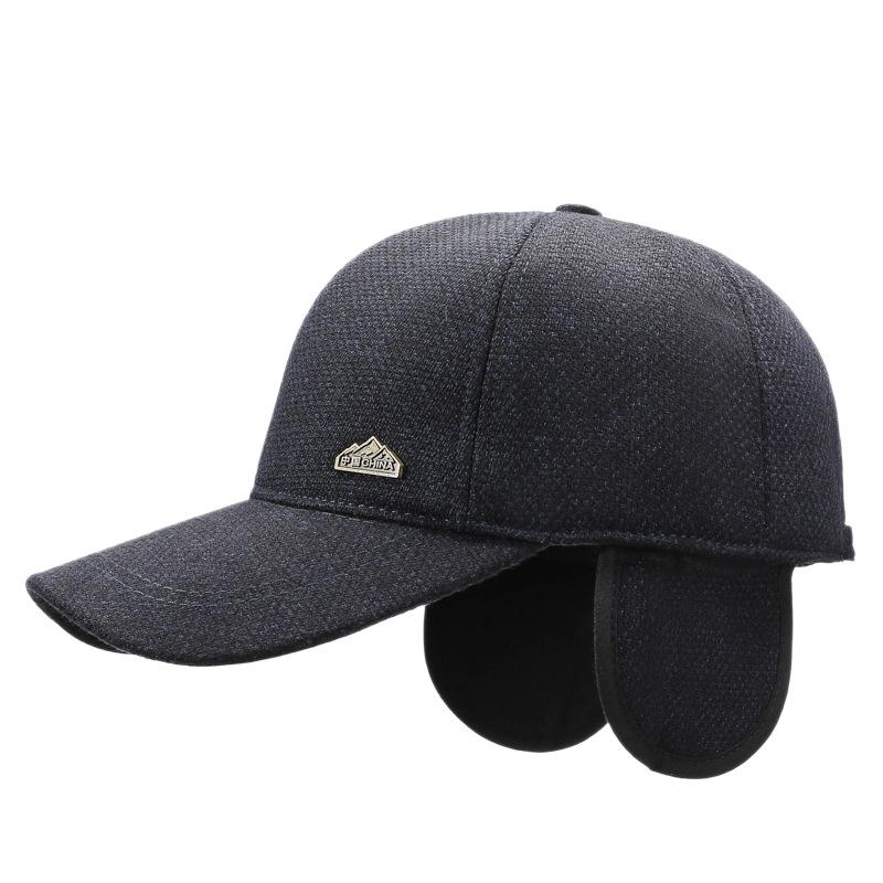 Теплая флисовая шапка для среднего и пожилого возраста, осенне-зимняя бейсболка, ветрозащитная уличная хлопковая шапка, мужская толстая шапка