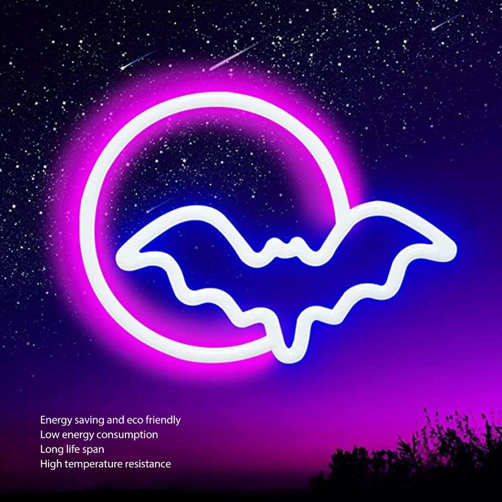 Moon and Bat LED Neon Light 5V Neon Light Modern Neon Sign Indoor