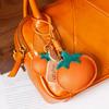 Funny Design Persimmon Keychain Cute Creative Key Ring Handmade Leather Bag Pendant Gift