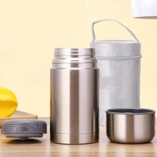 Bento LunchSnack BoxVacuum Insulated Food Jar 750ml 600ml Thermal Flask Stainless Steel Leak Proof Soup Containers Bag Cold(750ml)