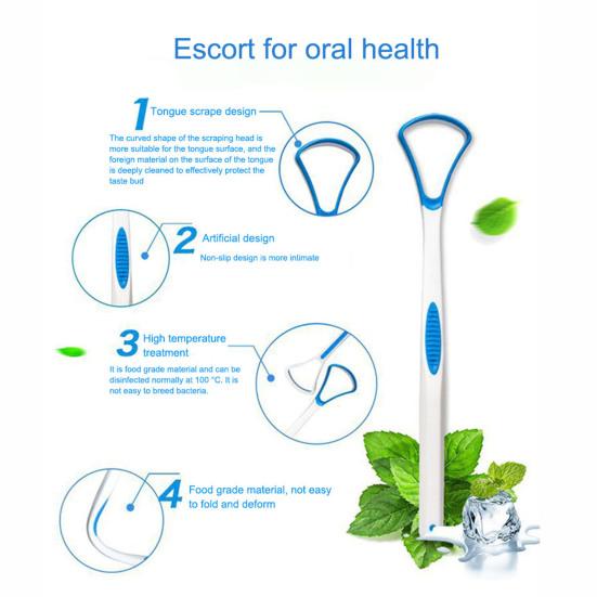 6Pcs/Set Tongue Cleaner Double Side Solid Handle Anti-Slip Surgical Grade Metal Tongue Brush Scraper for Adult