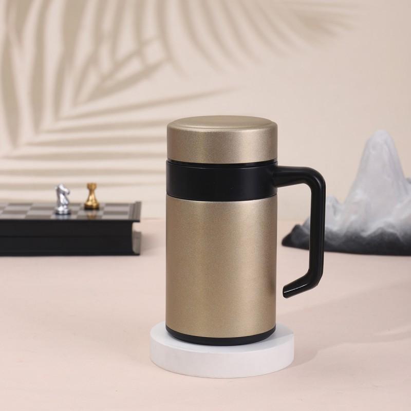 Stainless Steel Vacuum Insulated Travel Mug With Handle Tea Infuser Office Coffee Or