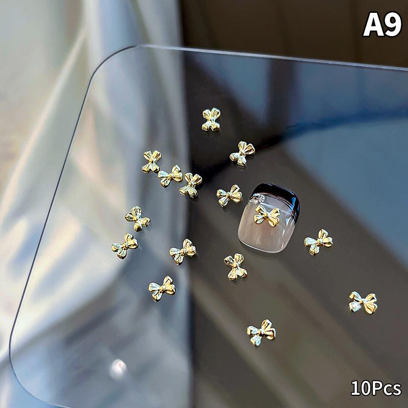10 шт. роскошных кавайных бантиков для ногтей, 3D японский сплав, галстук-бабочка, украшения для ногтей, стразы, аксессуары для самостоятельного изготовления