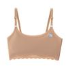 Teen Girls' Ice Silk Seamless Bandeau Bra with Ruffle Edge and Thin Straps