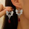 Retro Punk Halloween Gothic Style Dark Bat Alloy Pendant Earrings For Women